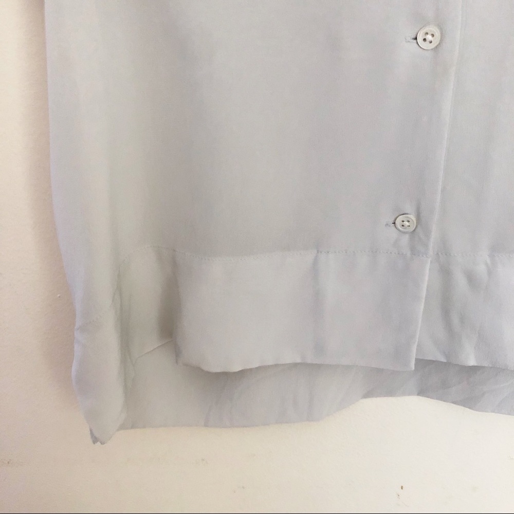Everlane Gray Silk Button Down Short Sleeve Sz 2 - Picture 4 of 7